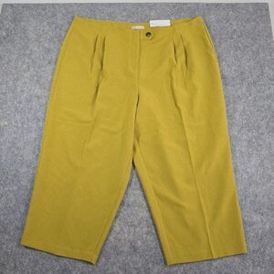 NWT Cato Womens Plus 24W Golden Palm Green Slim Crop Pants Poly Blend Stretch